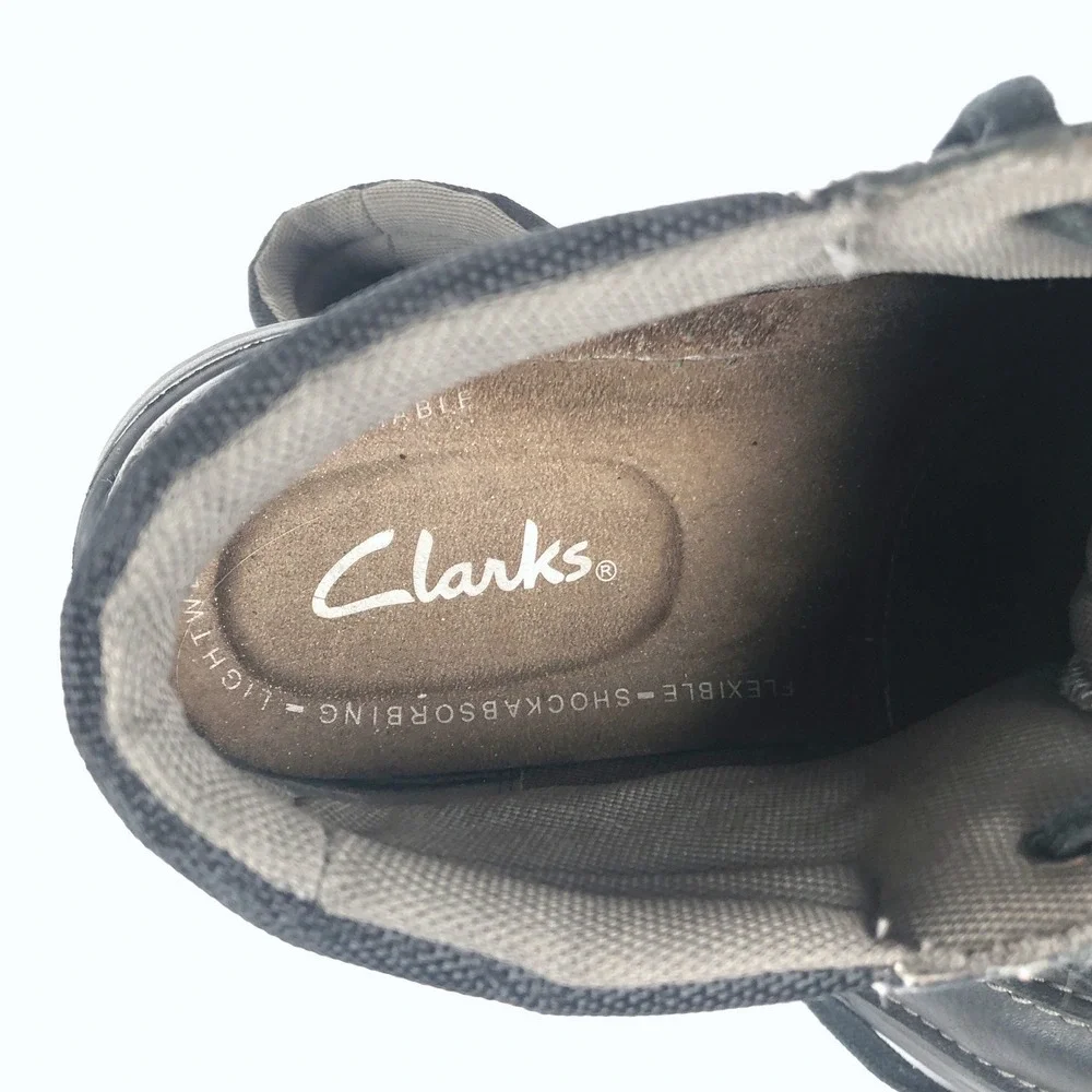 CLARKS Leather Lace Up Ankle Chukka Boots Moc Toe Sz 10.5 M Black Light 63310